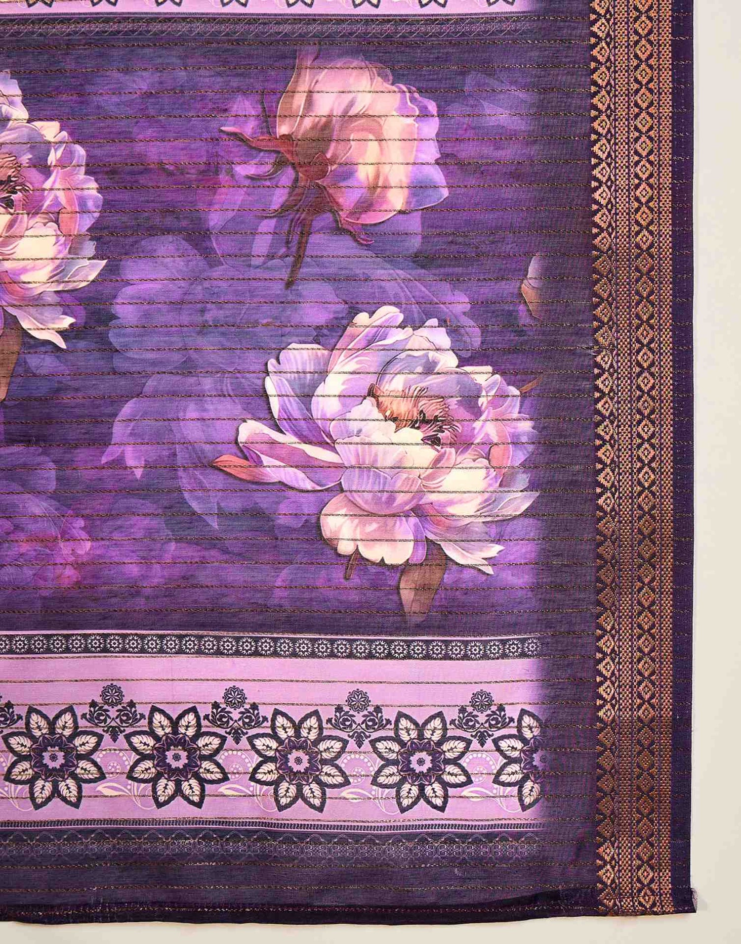 Purple Silk Floral Printed Saree