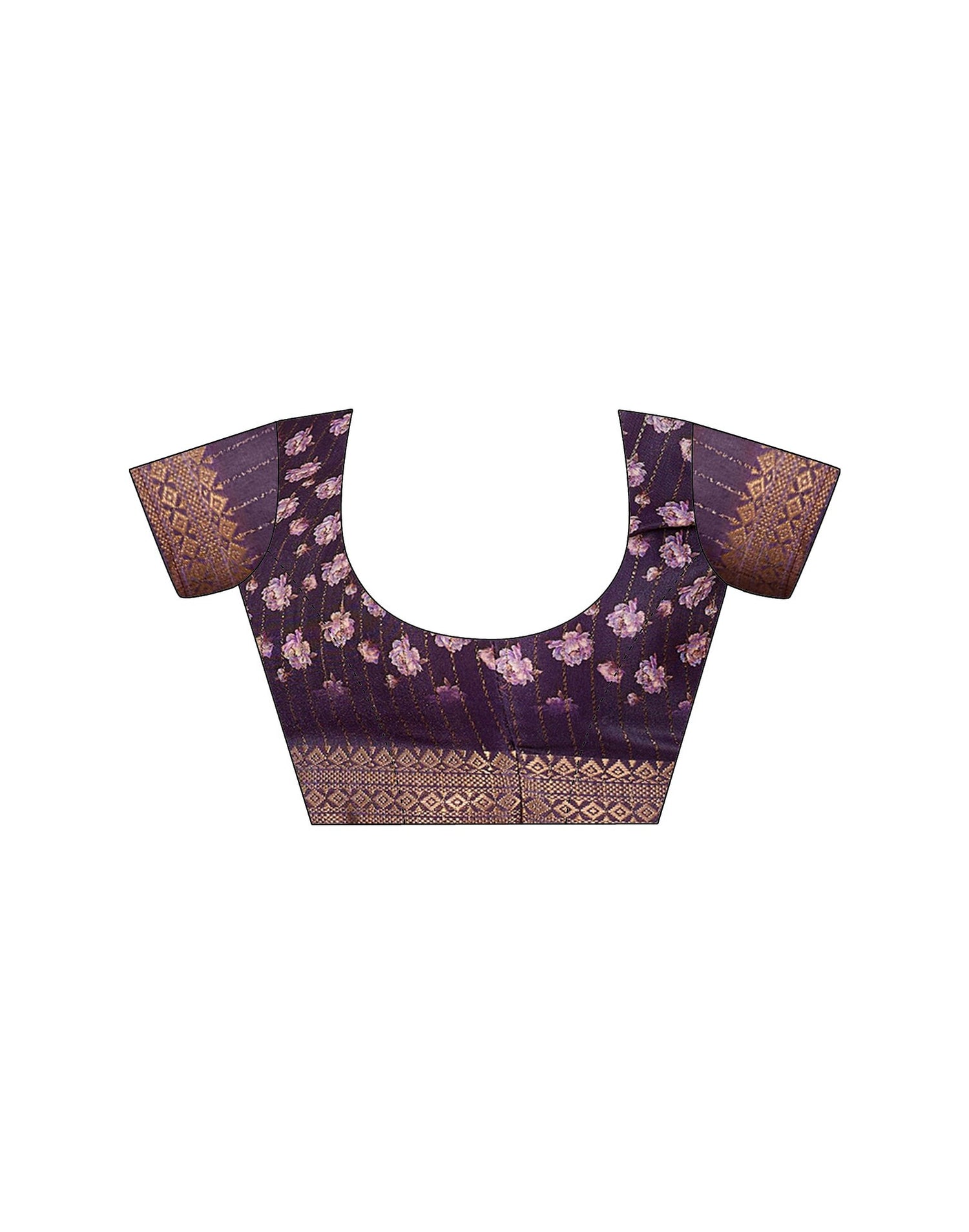 Purple Silk Floral Printed Saree