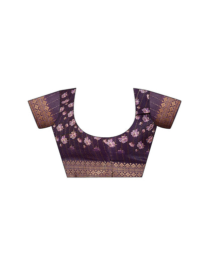 Purple Silk Floral Printed Saree