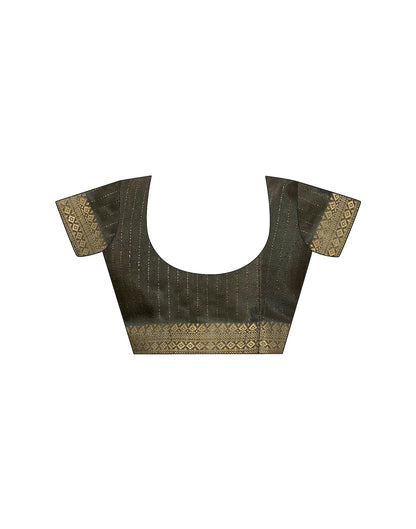Army Green Silk Floral Printed Saree