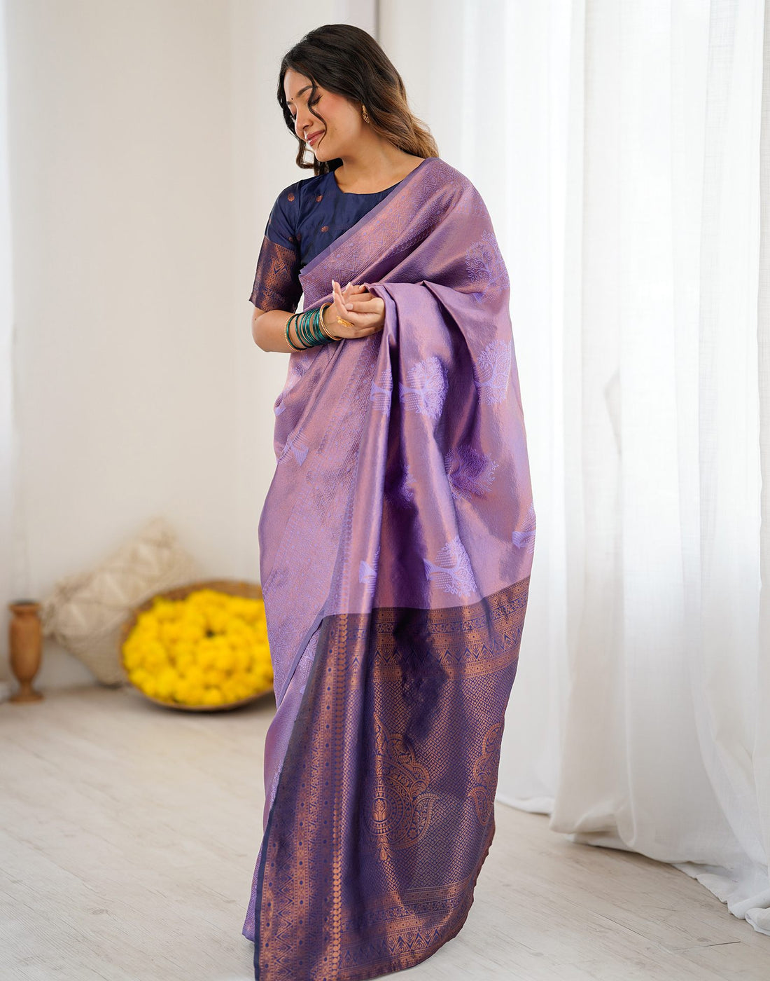 Lavender Silk Woven Saree