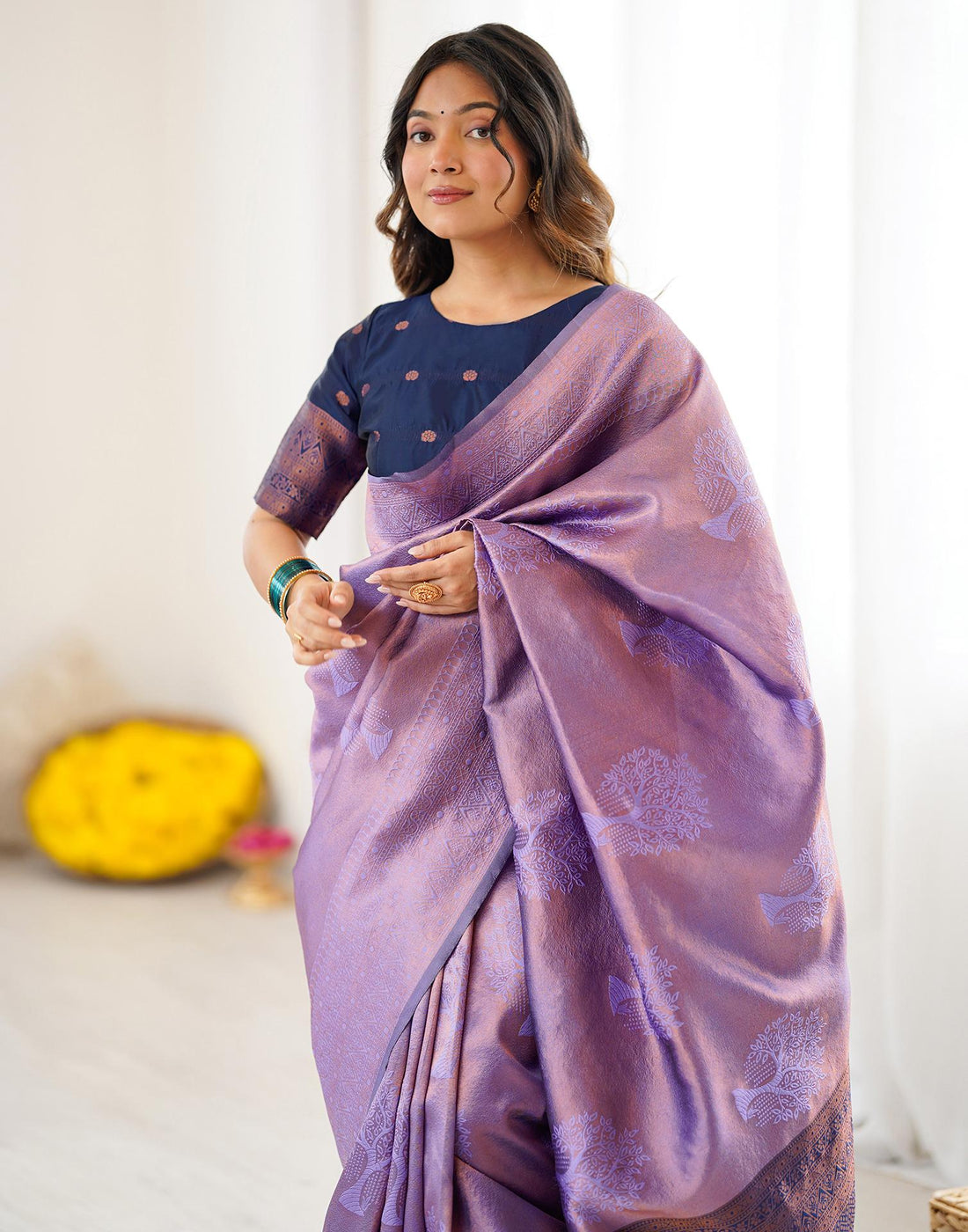 Lavender Silk Woven Saree
