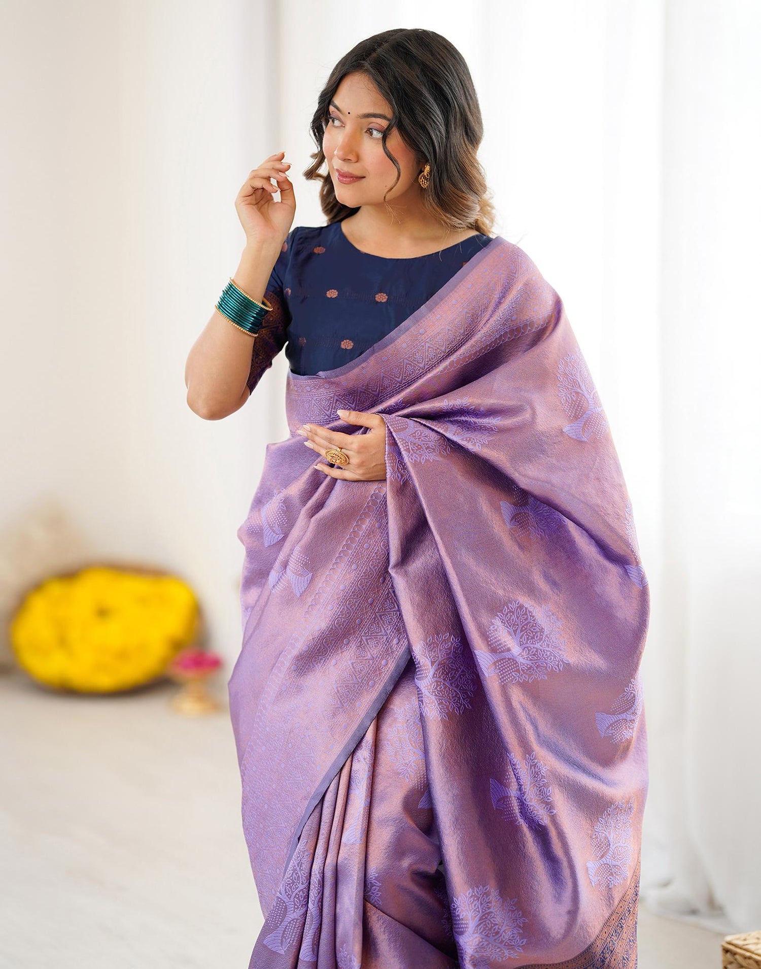 Lavender Silk Woven Saree
