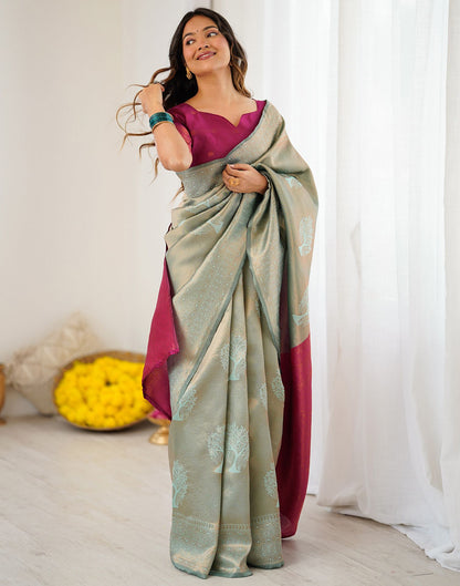 Mint Green Silk Woven Saree