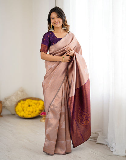 Mauve Silk Woven Saree