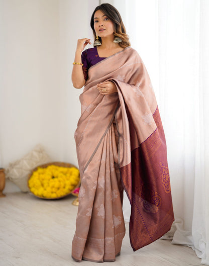Mauve Silk Woven Saree