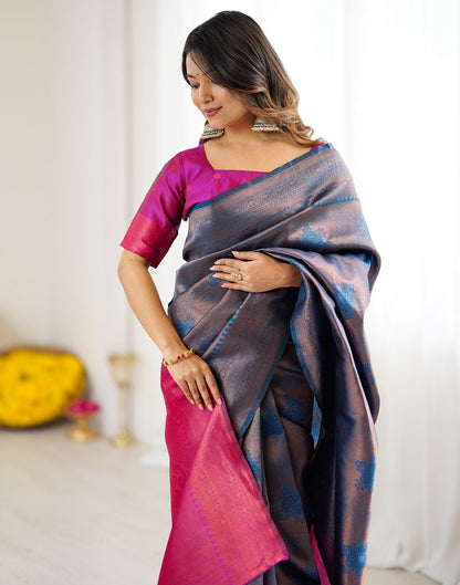 Rama Blue Silk Woven Saree