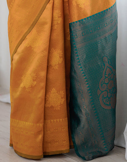 Yellow Silk Woven Saree