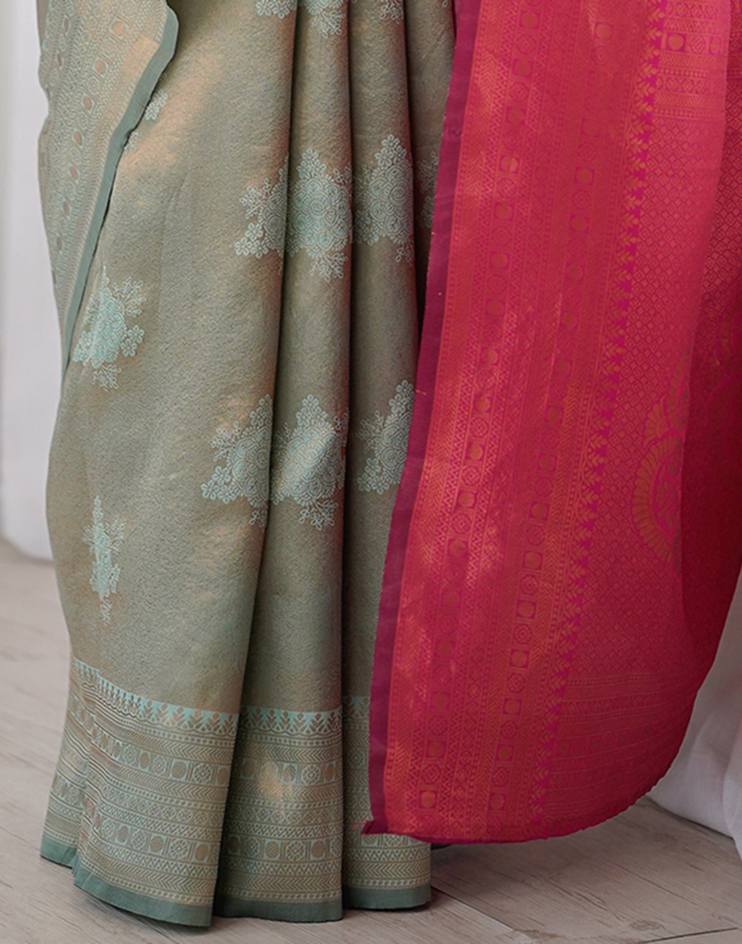 Mint Green Silk Woven Saree