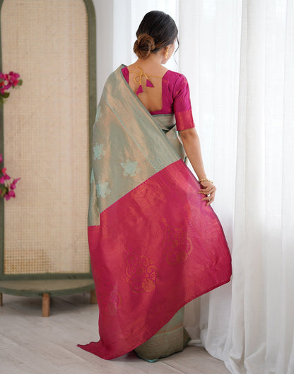 Mint Green Silk Woven Saree