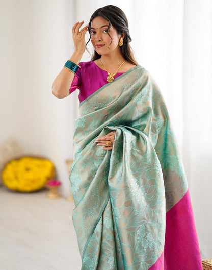 Mint Green Silk Woven Saree