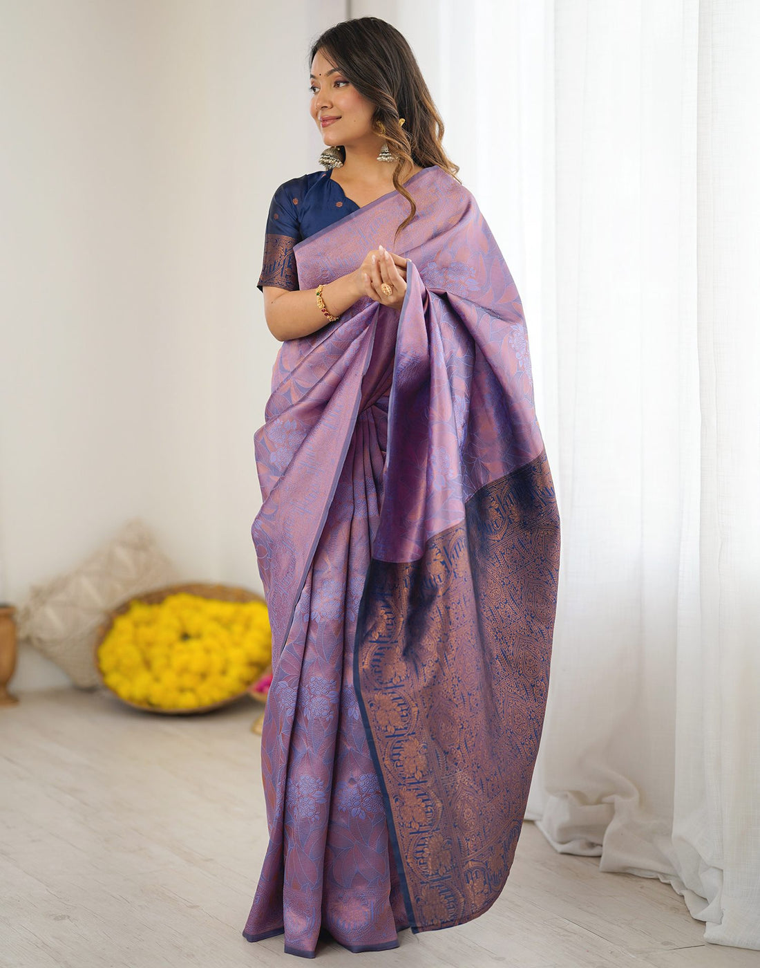 Lavender Silk Woven Saree