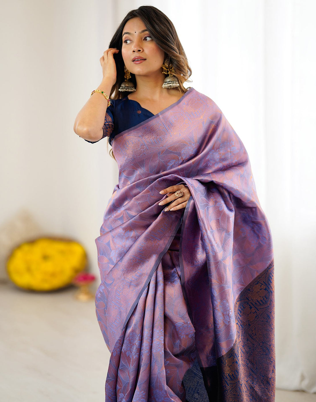 Lavender Silk Woven Saree