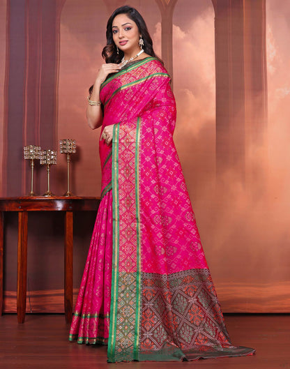 Dark Pink Silk Woven Patola Saree