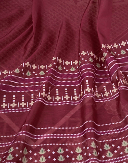 Ready To Wear Maroon Chanderi Printed Saree With Pocket