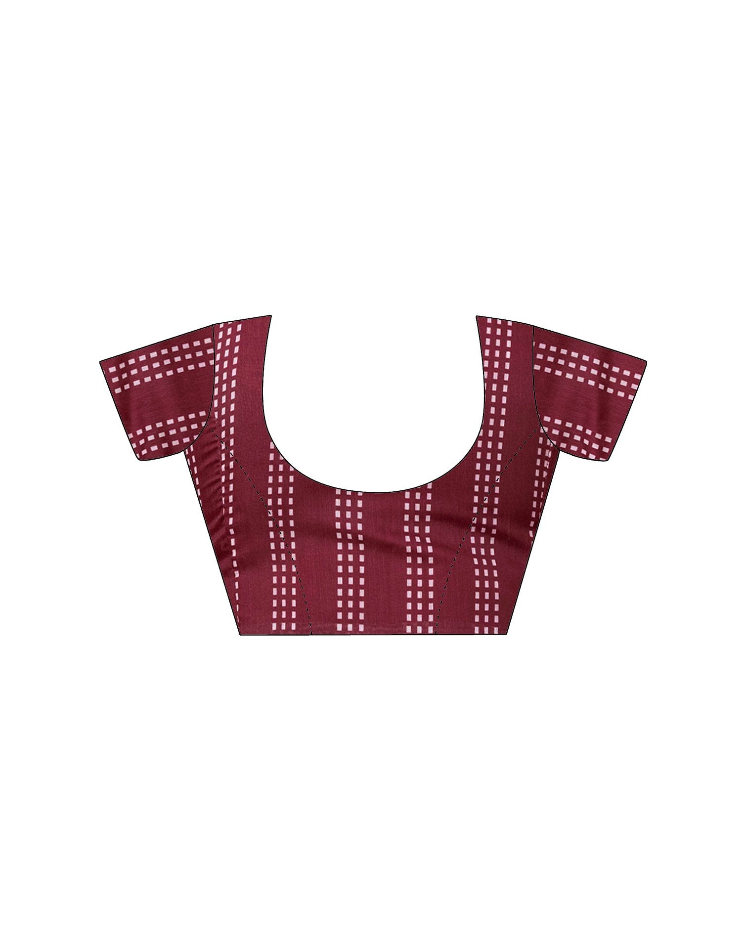 Ready To Wear Maroon Chanderi Printed Saree With Pocket