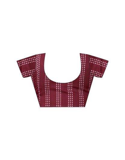 Ready To Wear Maroon Chanderi Printed Saree With Pocket