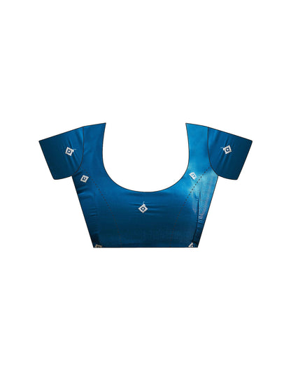 Peacock Blue Shimmer Sequence Embroidery Saree