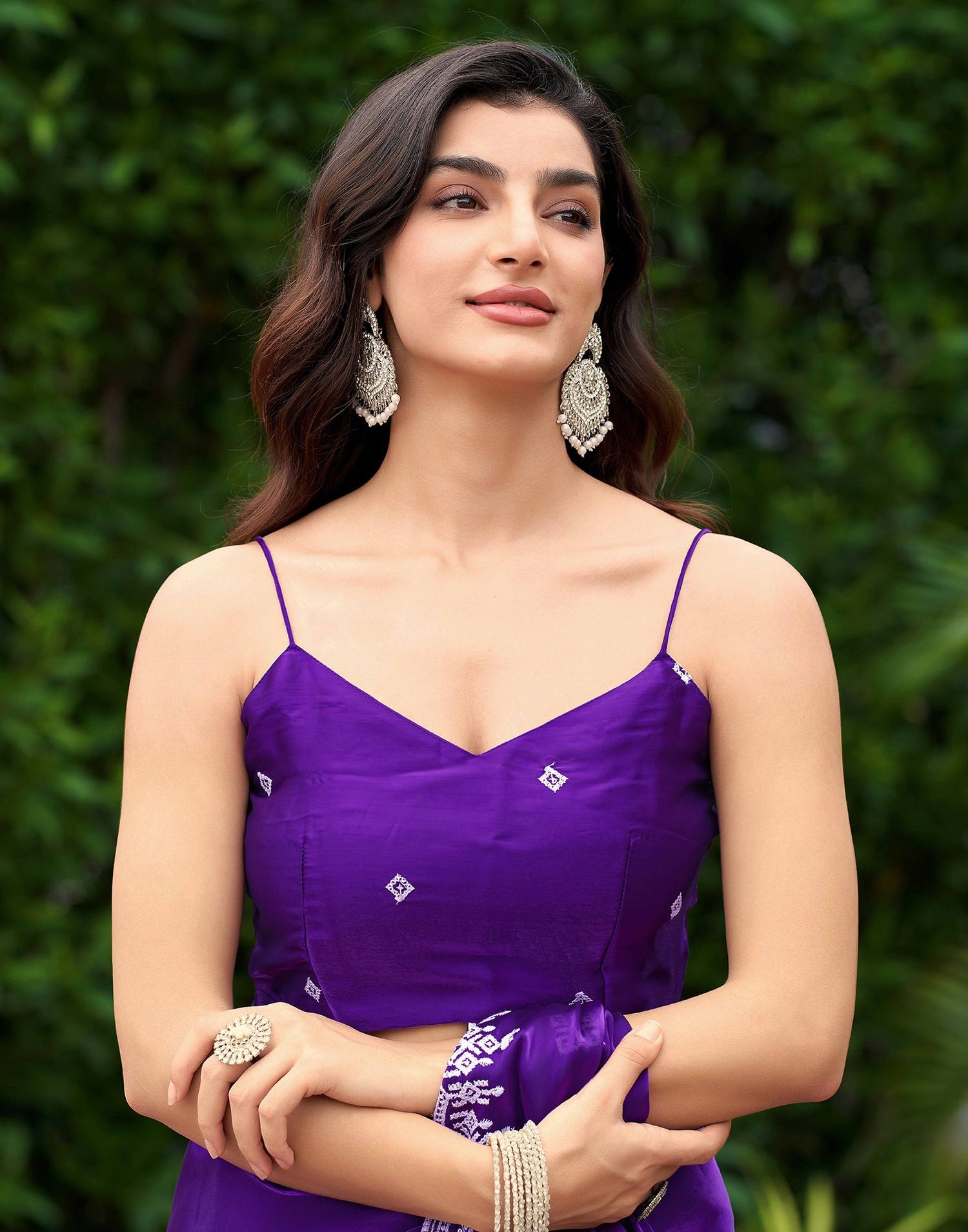 Voilet Shimmer Sequence Embroidery Saree