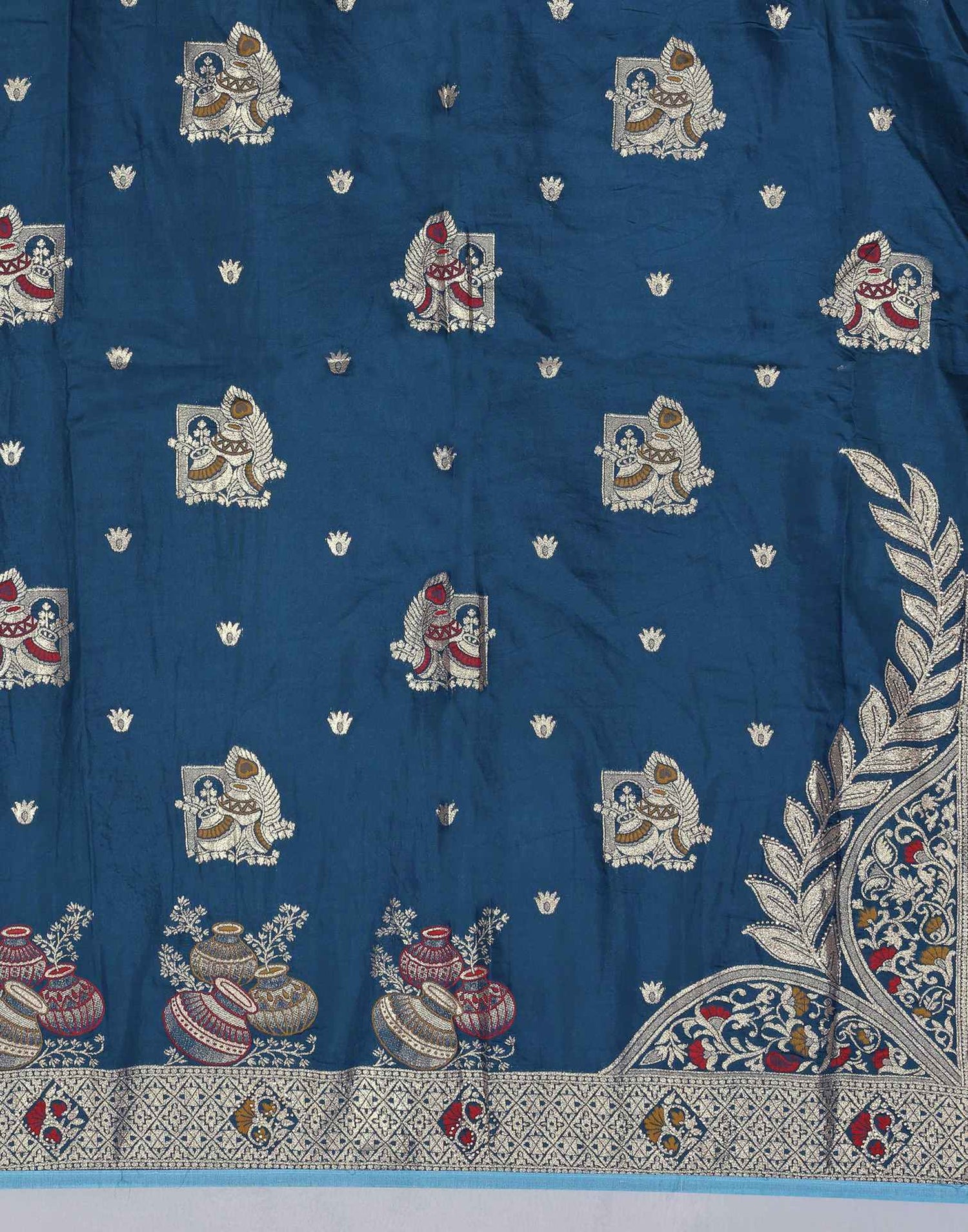 Rama Blue Silk Woven Saree