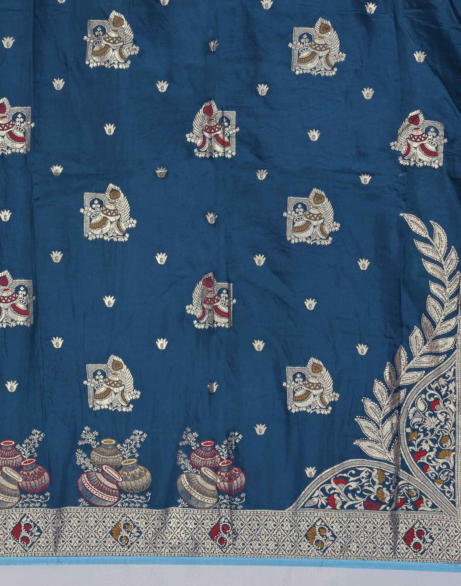 Rama Blue Silk Woven Saree