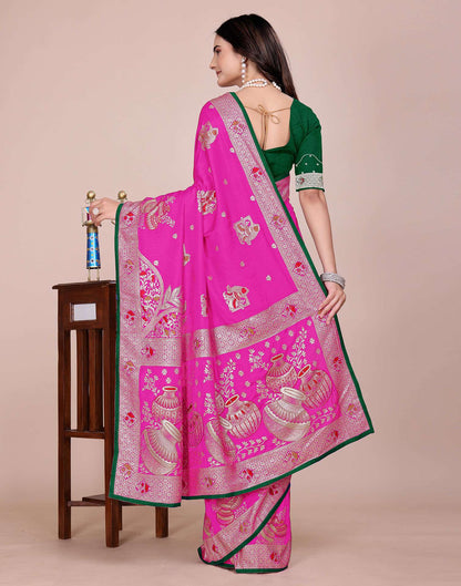 Pink Silk Woven Saree