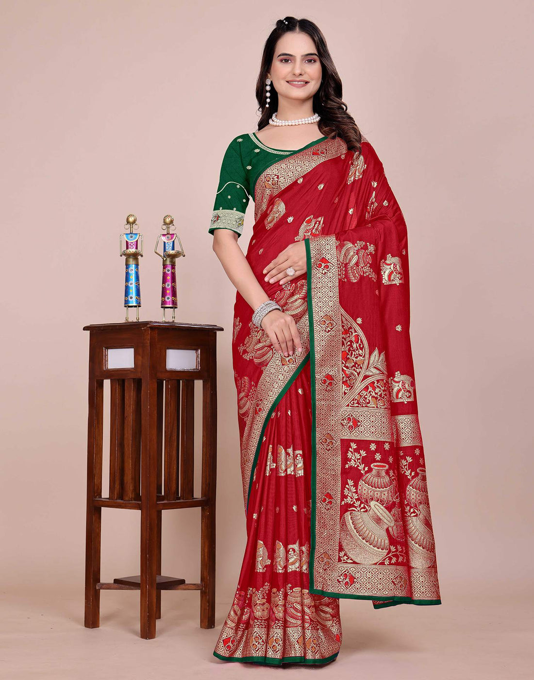 Red Silk Woven Saree
