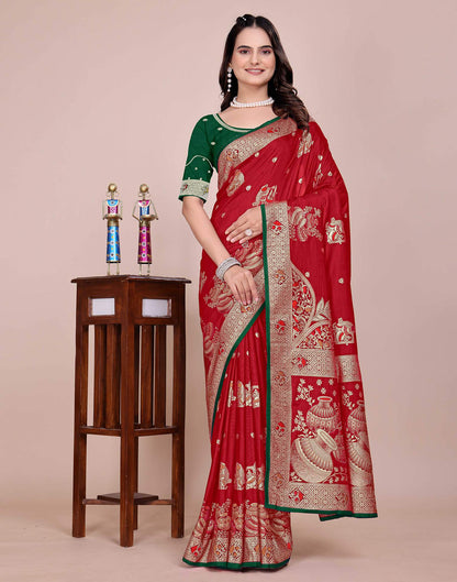 Red Silk Woven Saree