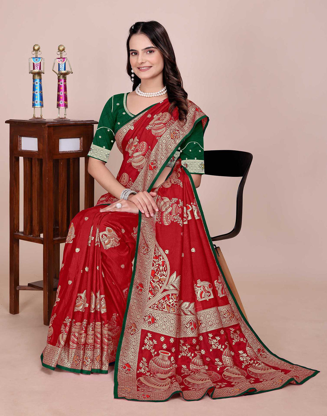 Red Silk Woven Saree