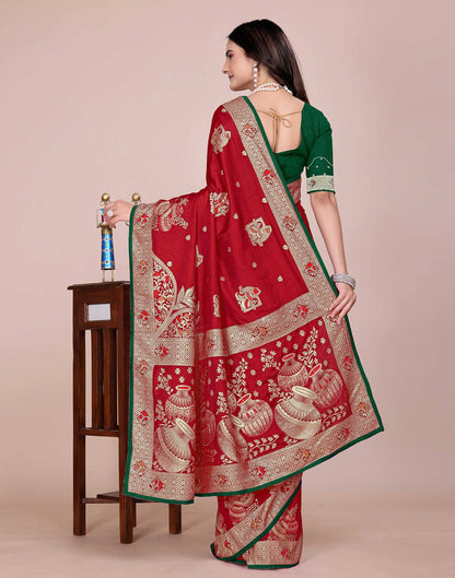 Red Silk Woven Saree