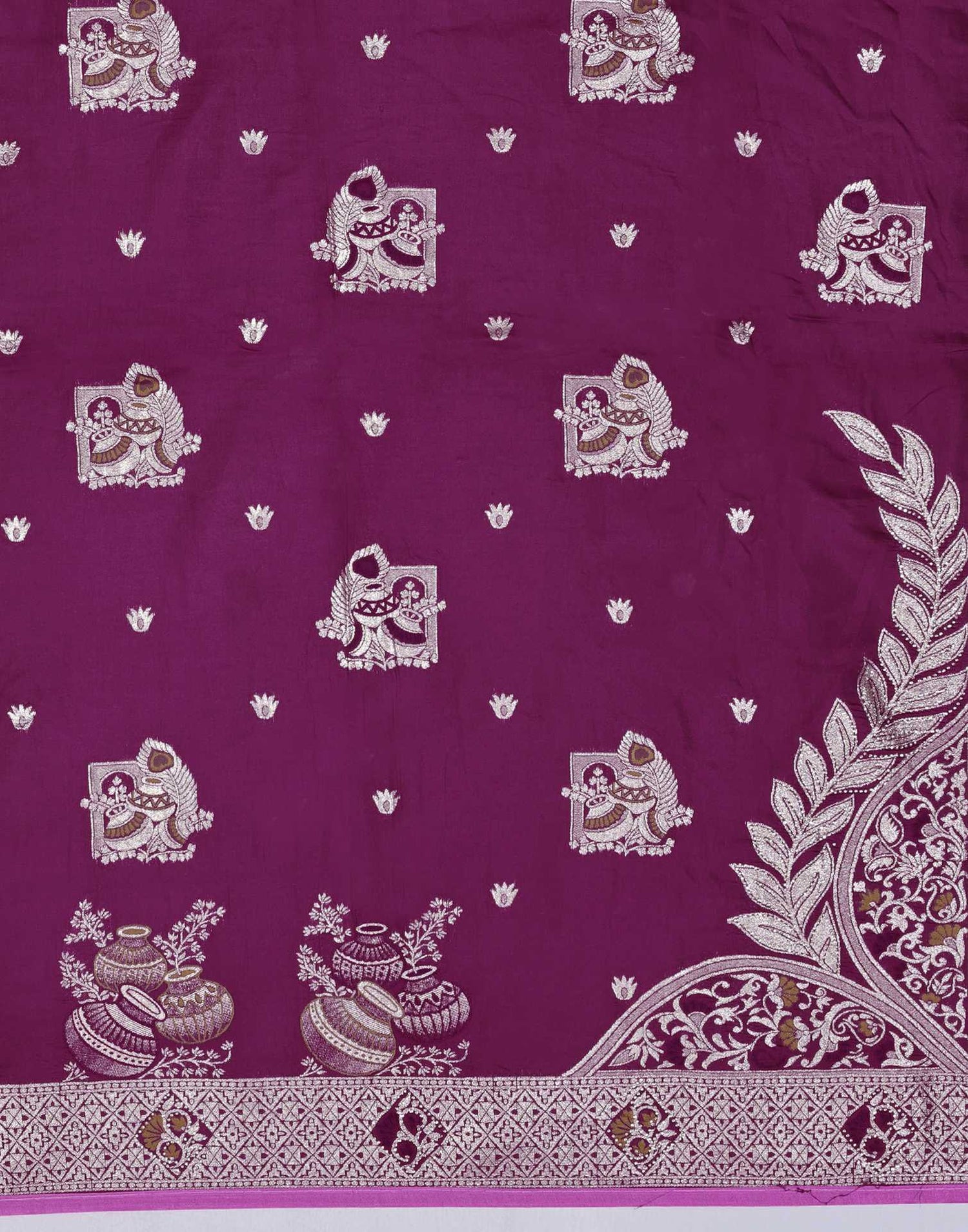Wine Silk Woven Saree