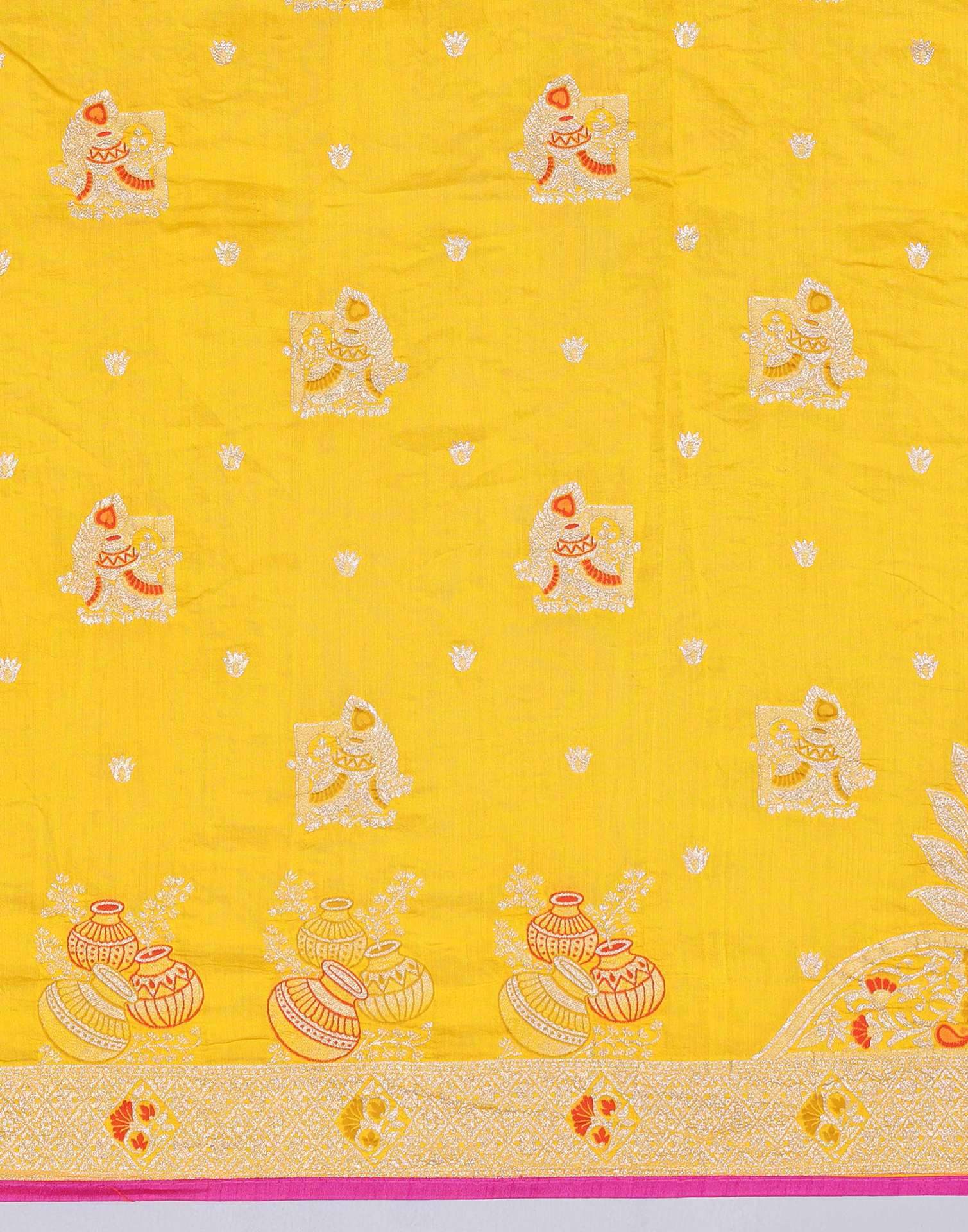 Yellow Silk Woven Saree