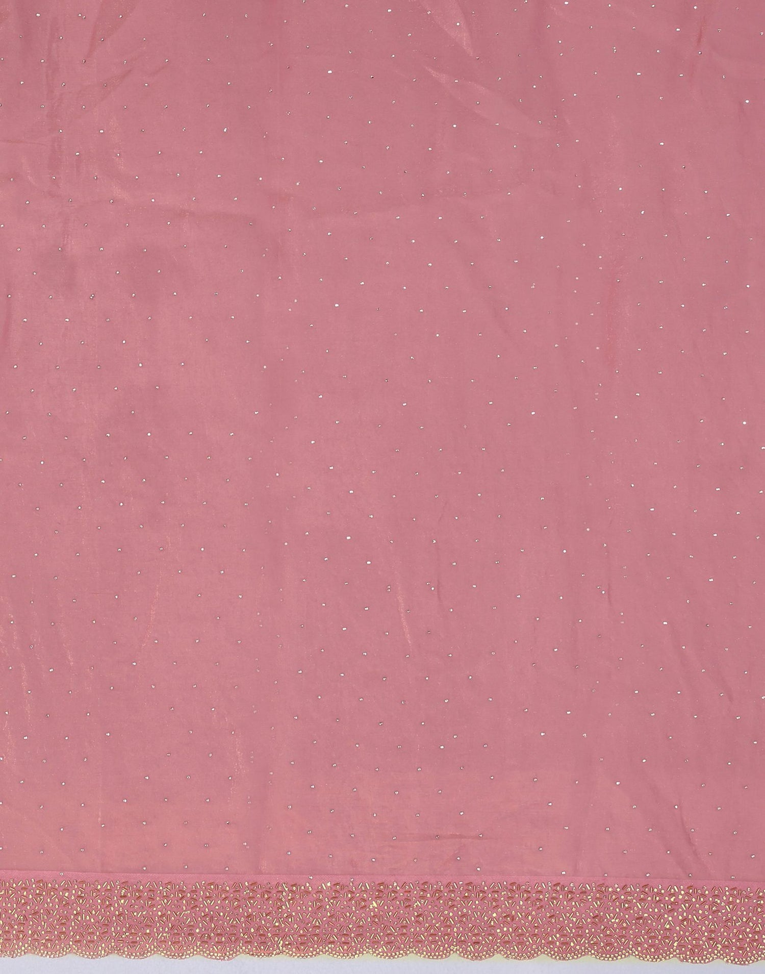 Coral Pink Tissue Silk Stone Work Swarovski Saree