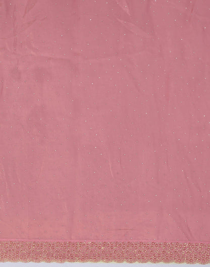 Coral Pink Tissue Silk Stone Work Swarovski Saree