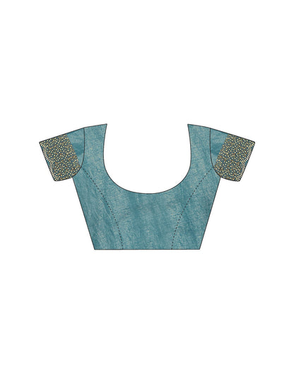 Light Blue Tissue Silk Stone Work Swarovski Saree