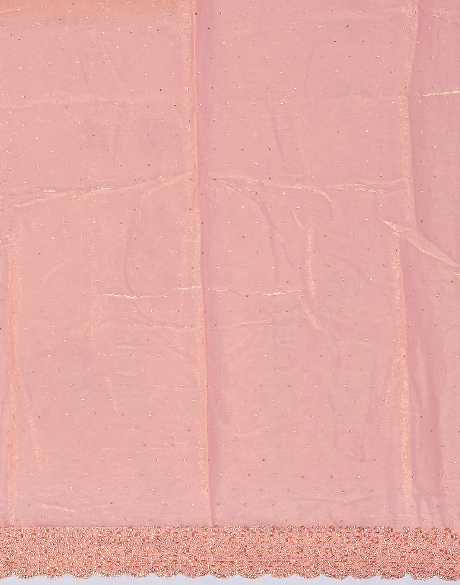 Light Pink Tissue Silk Stone Work Swarovski Saree