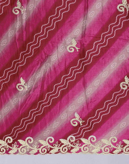 Pink Chinnon Printed Bandhani Saree