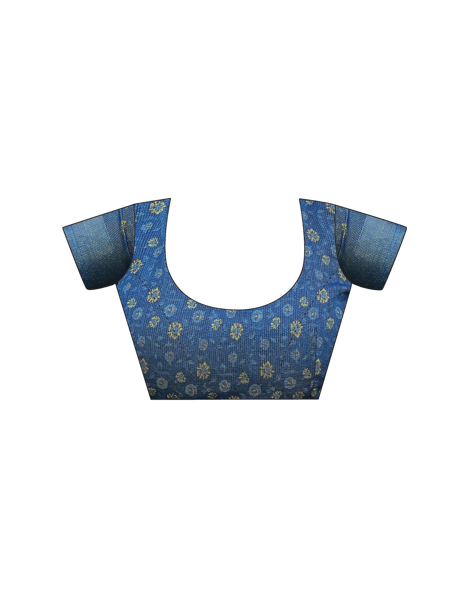 Blue Cotton Floral Printed Saree