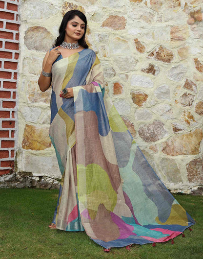 Multicoloured Cotton Printed Saree