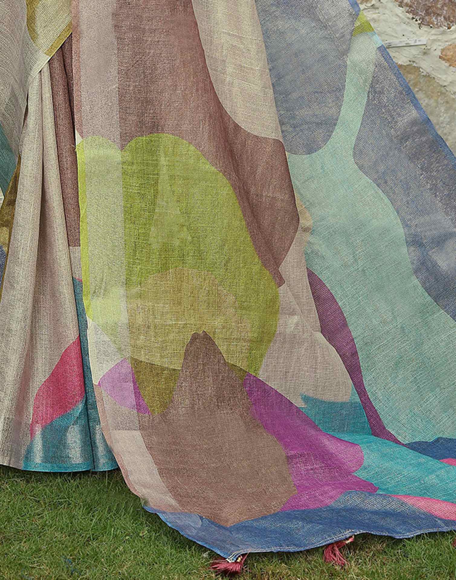 Multicoloured Cotton Printed Saree