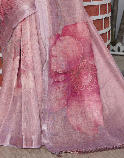 Mauve Cotton Floral Printed Saree