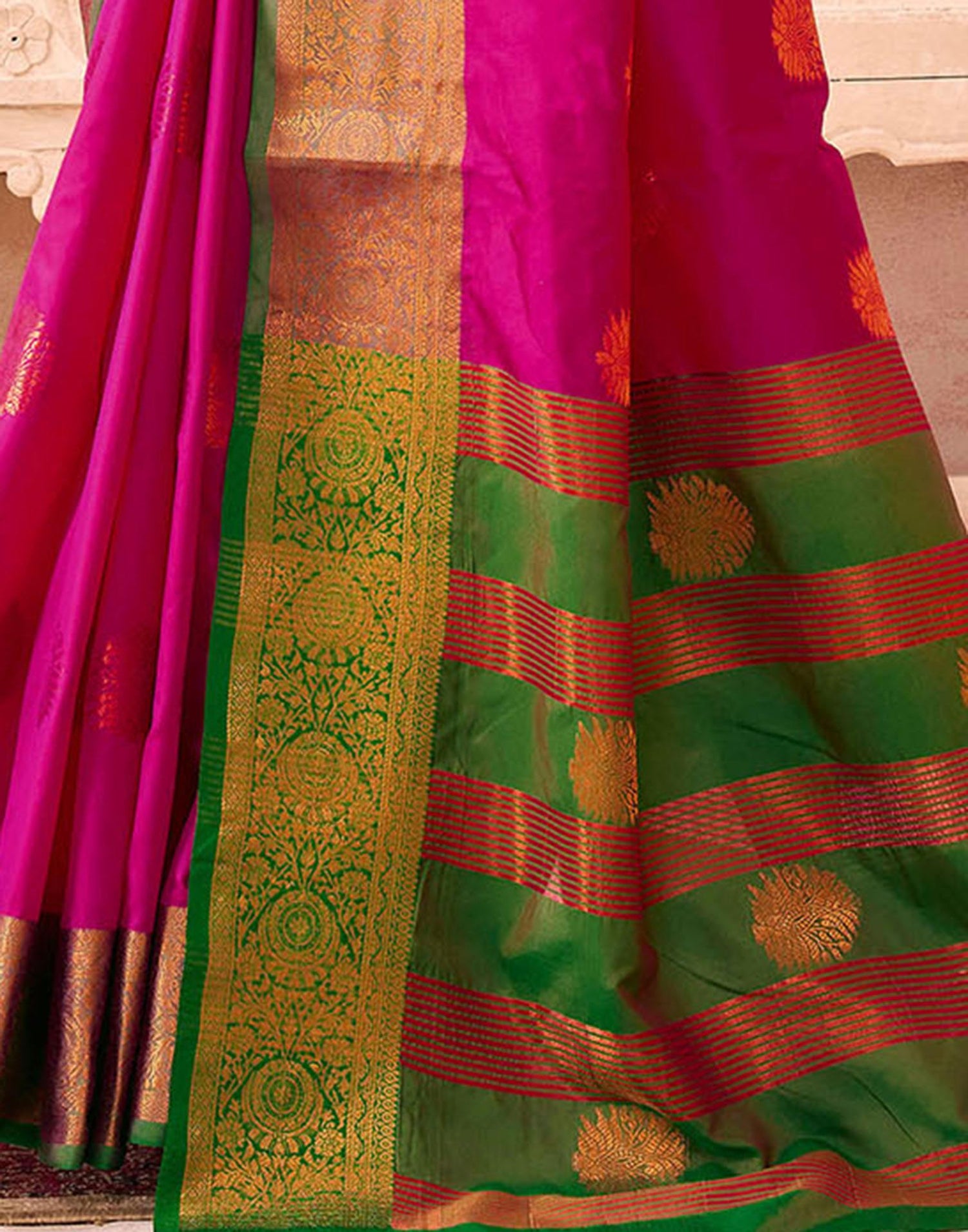 Rani Pink Silk Woven Saree