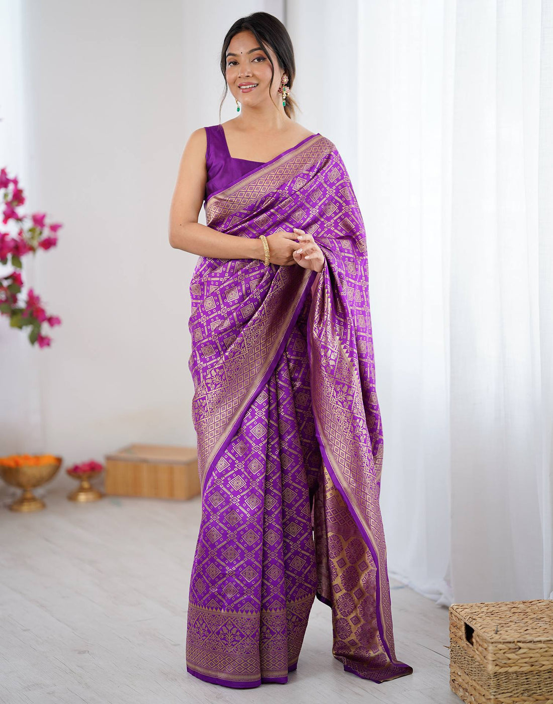 Purple Silk Woven Banarasi Saree