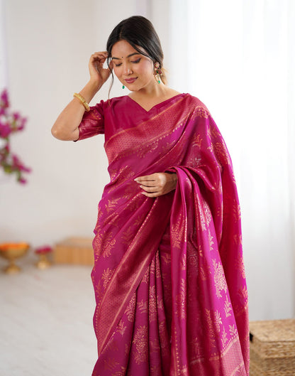 Magenta Silk Woven Banarasi Saree