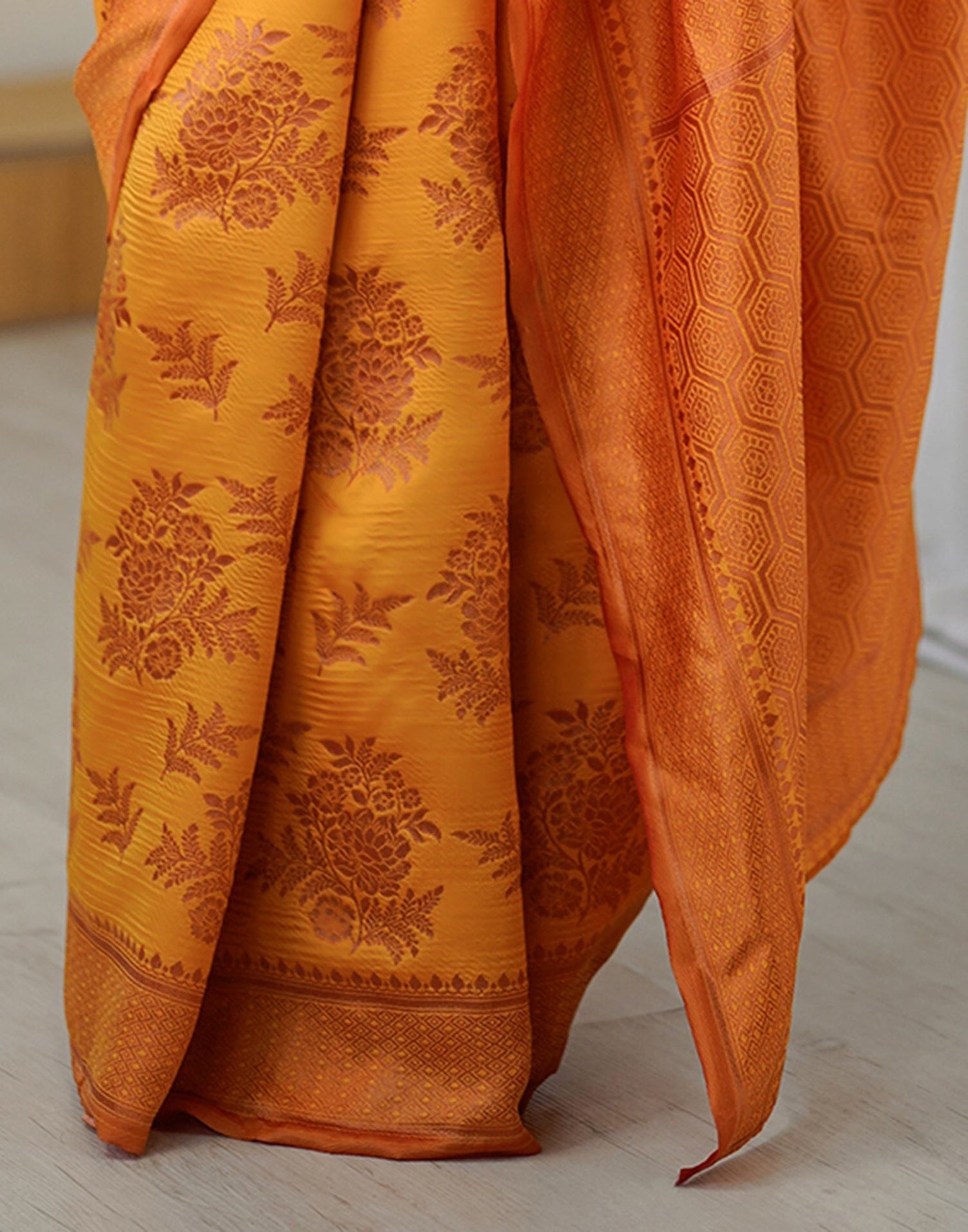 Yellow Silk Woven Saree