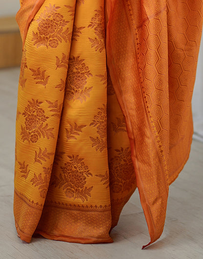 Yellow Silk Woven Saree