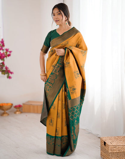 Mustard Yellow Silk Woven Saree
