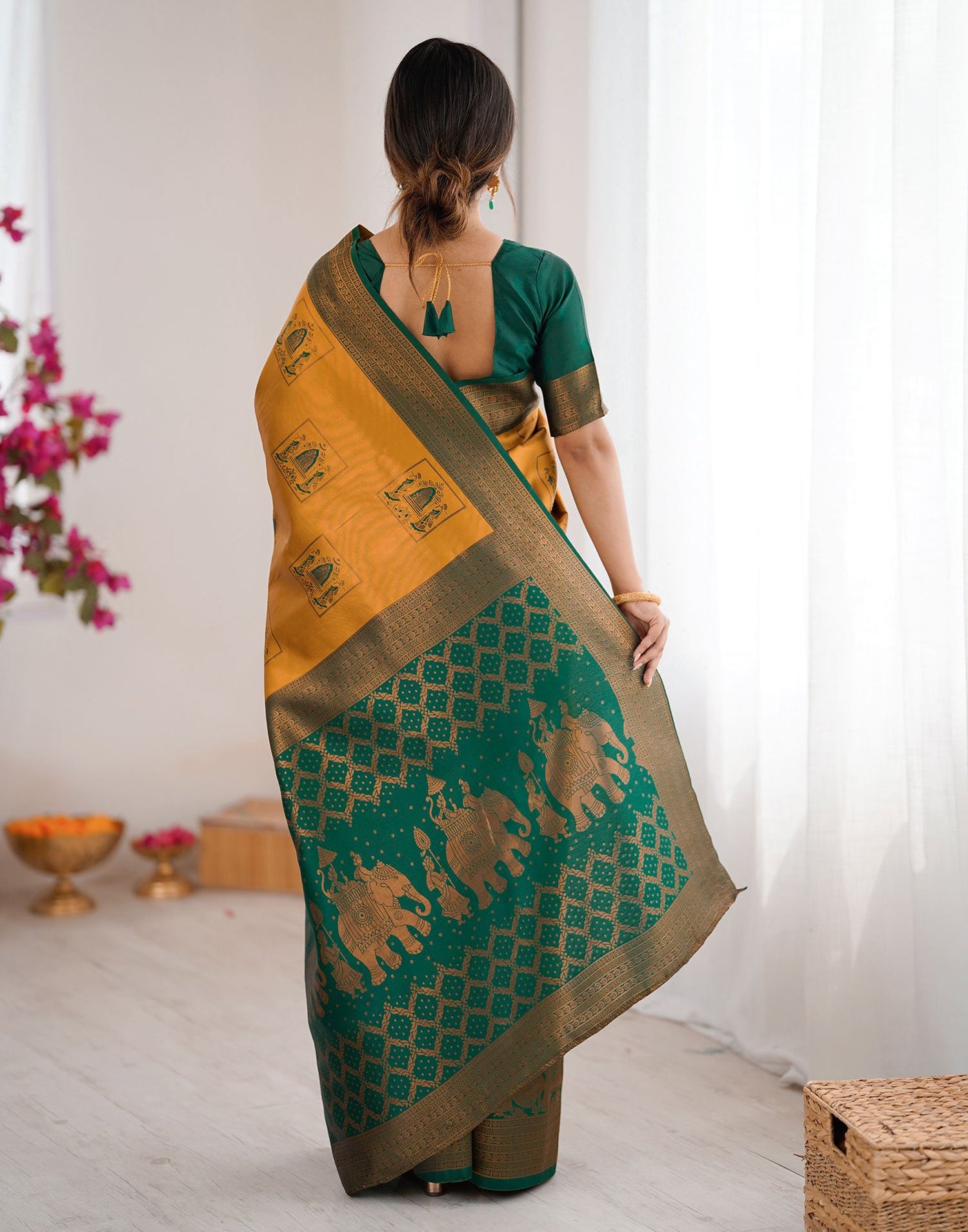 Mustard Yellow Silk Woven Saree