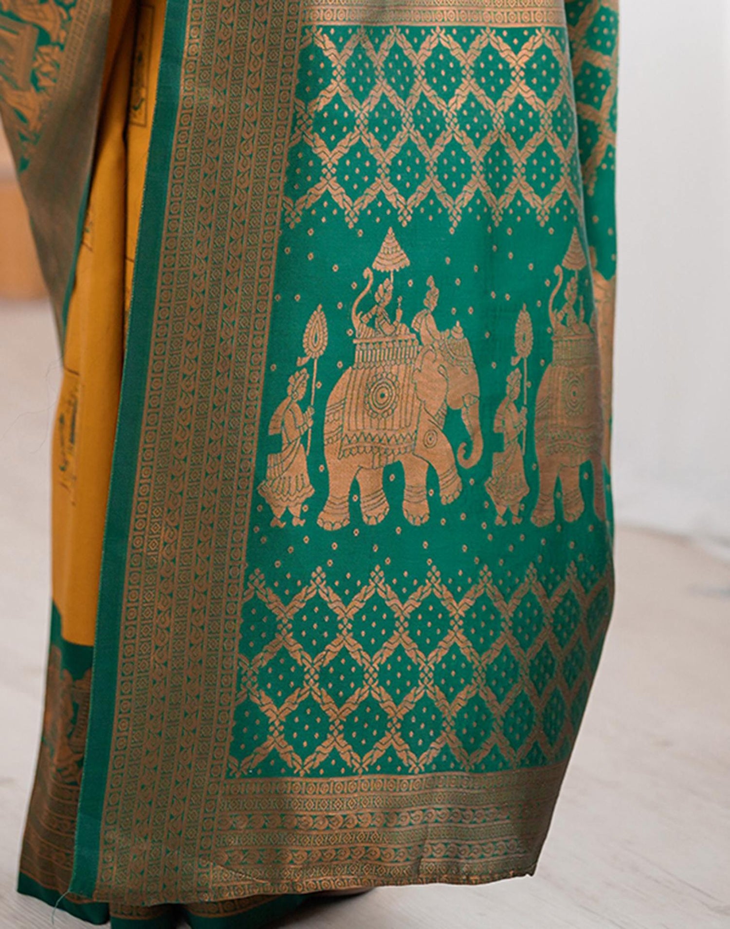 Mustard Yellow Silk Woven Saree
