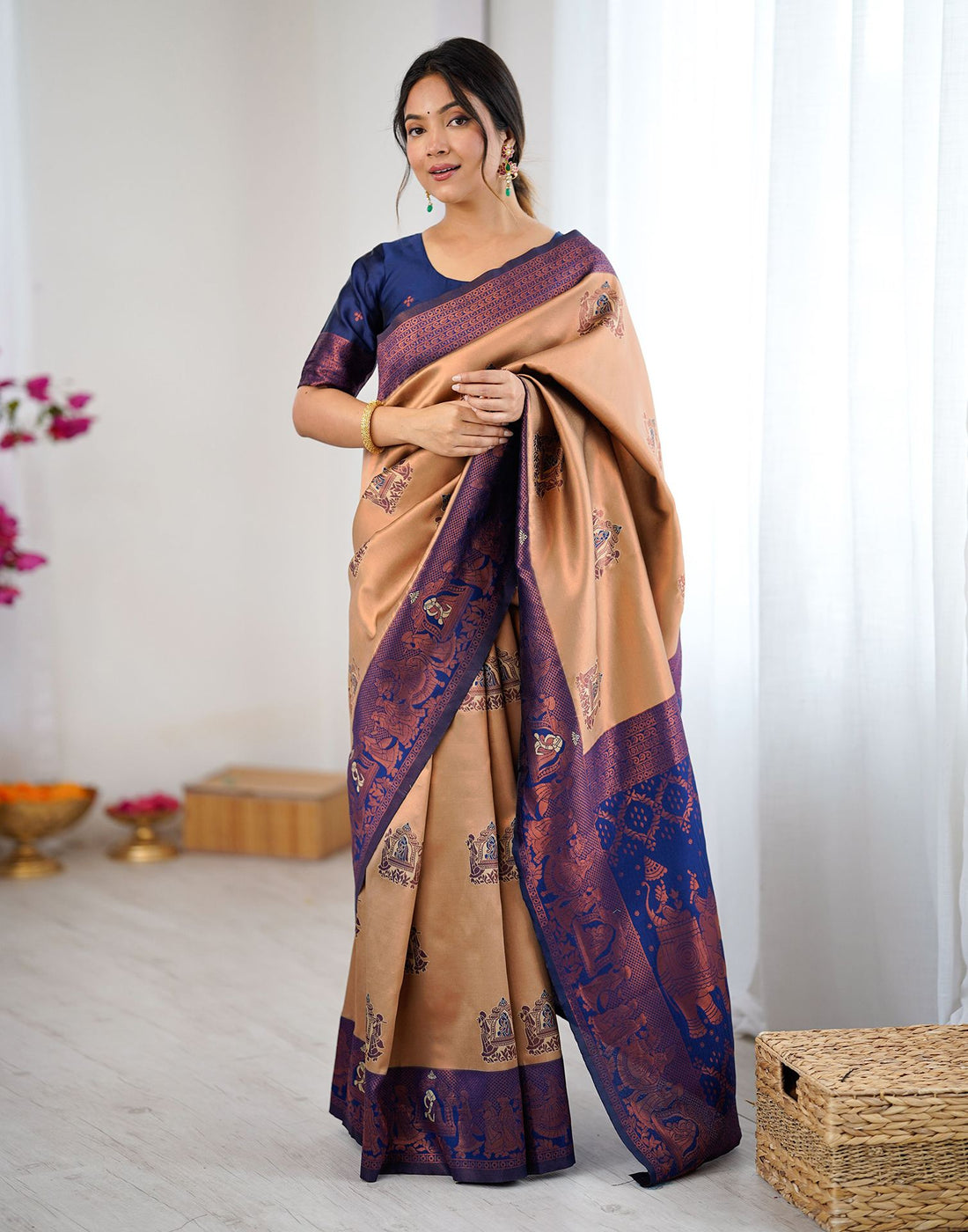 Light Brown Silk Woven Saree